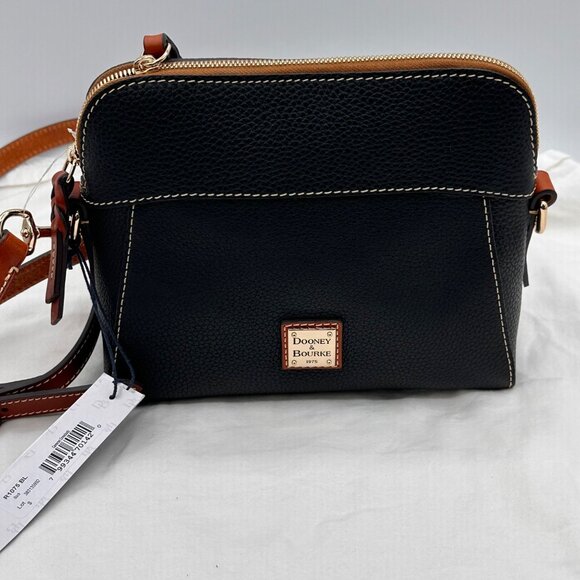 Dooney Bourke Pebble Grain Black Crossbody Bag Adjustable Strap Gold Hardware - Picture 2 of 16